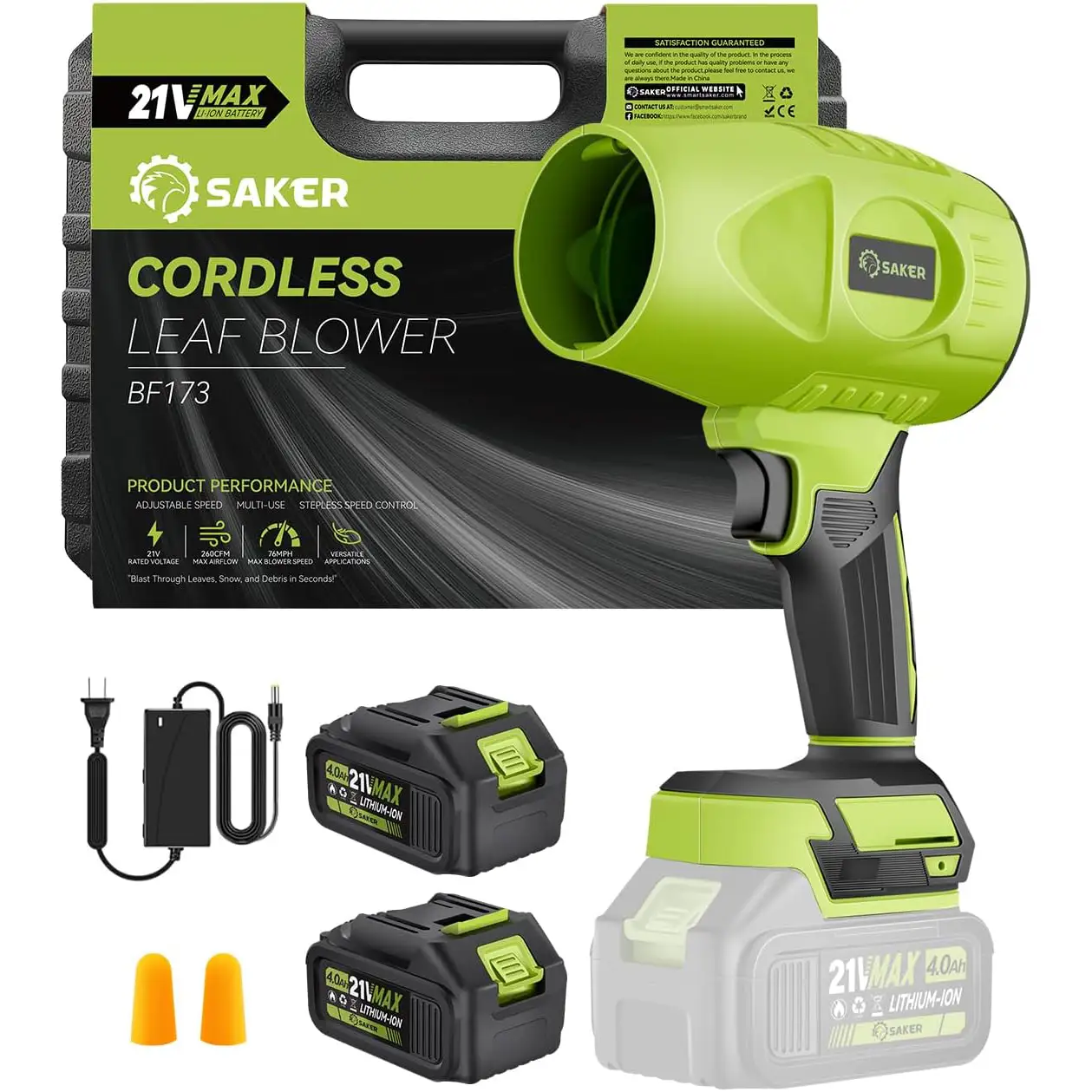 Saker Cordless Leaf Blower Handheld Blower Portable Dust Cleaner